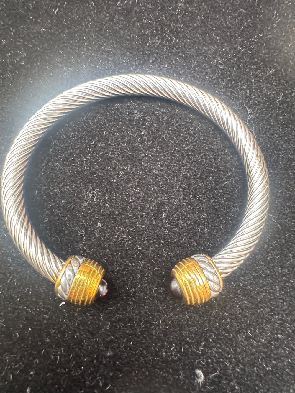 Cuff cable bracelet Two-Tone Twisted Cable Cuff Bracelet with Gold Accents